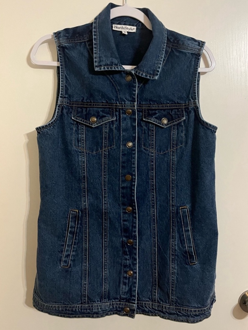 NorthStyle Classic Denim long Vest Blue Size Medium